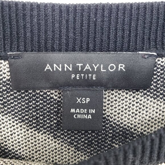 Ann Taylor Zebra Print Sweater XSP Seasonless Yarn Boat Neck Tan Black - Picture 4 of 8